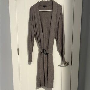 Fashion Nova gray knit belted duster cardigan